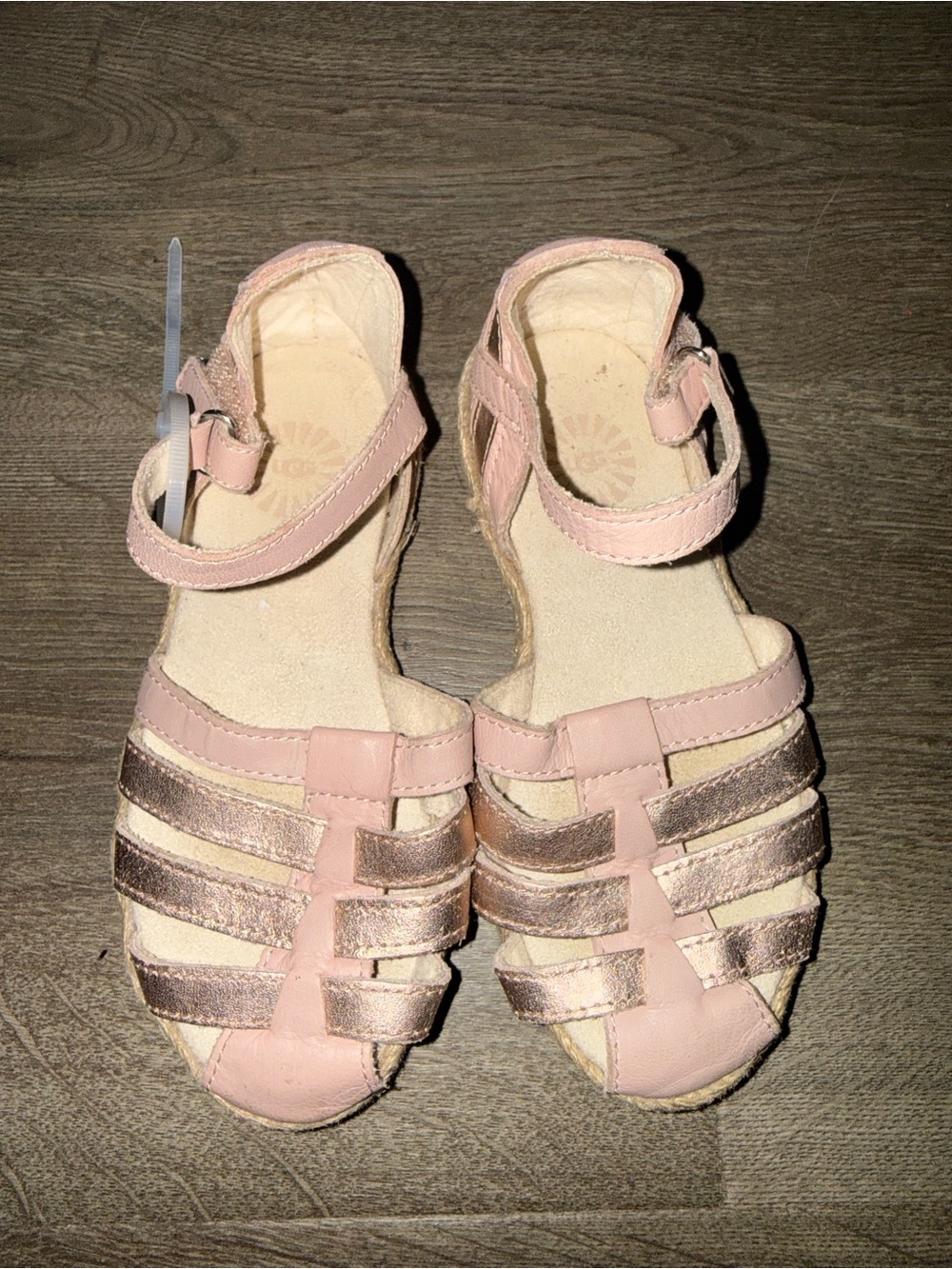 UGG Girls Pink Metallic Strappy Sandals